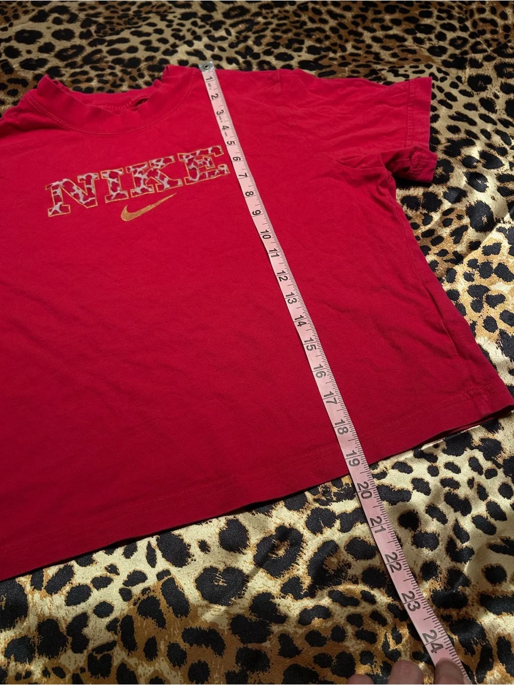 Nike Youth Loose Fir Hot Pink T Shirt with Cow Print Logo
